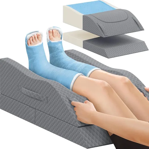 Vista 9 de CushZone Almohada para piernas, almohada de elevación de piernas con almohadilla y espuma viscoelástica, almohada de altura ajustable para piernas