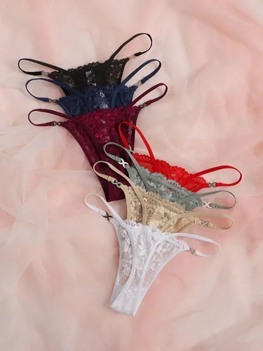 Vista 2 de MakeMeChic Paquete de ropa interior sexy y transpirable de tiro bajo para mujer