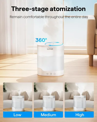 Vista 4 de Sponvatt – Humidificadores para recámara y hogar, 2.5L de llenado superior, humidificador de aire de niebla fría para habitación grande, guardería