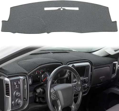 Vista 8 de Cubierta de tablero compatible con Chevy Chevrolet Silverado 1500 LT/WT 2500HD 3500HD 2007-2013, alfombra de tablero de GMC Sierra 2007-2013