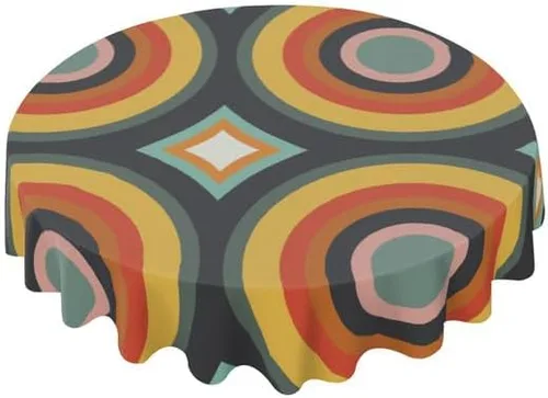 Vista 8 de Mantel redondo de estilo bohemio marroquí, bohemio, decorativo, lavable, resistente a las arrugas, para el hogar, cocina, comedor, picnic