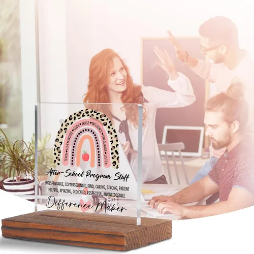 Vista 2 de Letrero decorativo de escritorio transparente para después de la escuela, regalo de agradecimiento para mujeres y hombres, regalos de agradecimiento