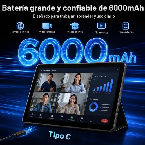 Vista 3 de Tablet Android 15 de 10.1 pulgadas, Octa-core 12 GB de RAM + 64 GB + Negro