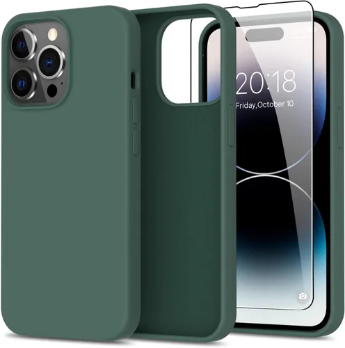 Vista 29 de bemal Funda para iPhone 14 Pro con protector de pantalla, silicona líquida de ajuste delgado, forro de microfibra suave, diseñada para mujeres