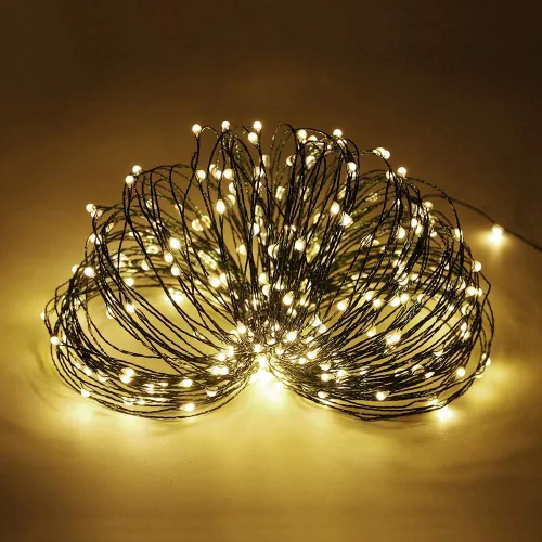 Vista 2 de ER CHEN Tira de luces LED de 165 pies, 500 luces LED estrelladas en cable de cobre verde de 164.0 ft, adaptador de corriente + control remoto