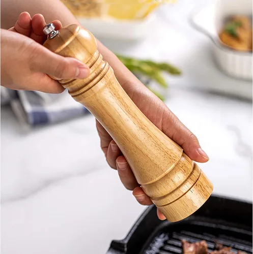 Vista 6 de Molinillo de pimienta de madera recargable, molinillo de pimienta, juego de molinillo de sal y pimienta ajustable, accesorios de cocina, molinillo