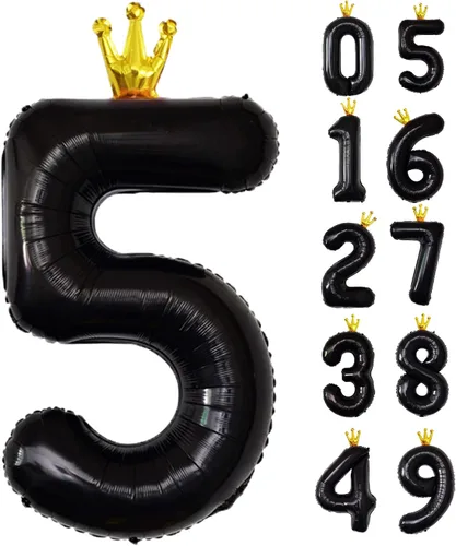 Vista 9 de Globo gigante negro número 0 con corona, 40 pulgadas