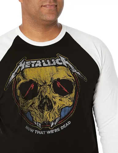 Vista 3 de Metallica Camiseta de béisbol raglán Now That Were Dead para hombre NegroBlanco