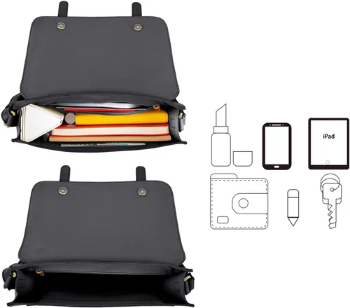 Vista 2 de ECOSUSI Bolso cruzado pequeño estilo vintage, bolso de trabajo de cuero vegano con lazo desmontable