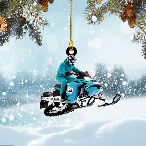 Vista 5 de Zapatos de motos de nieve personalizados personalizados adorno de Navidad de acrílico para amantes de motos de nieve (SM 1)