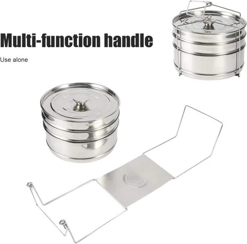 Vista 3 de Alvinlite Sartenes apilables de acero inoxidable, accesorios para ollas a presión con eslinga para hornear olla instantánea, sartén para lasaña