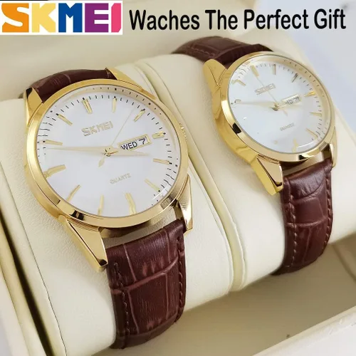 Vista 4 de SKMEI Pair Watches for Couples Men and Women His and Hers Watch Set Husband Wife Valentines Matching Wrist Watch Wedding Gifts Waterproof Business