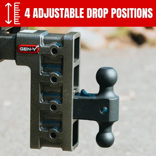 Vista 5 de GEN-Y Hitch Enganche de remolque para receptor de 3 pulgadas, caída y elevación de 9 pulgadas con 3 posiciones ajustables, incluye soporte de bola