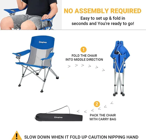 Vista 7 de KingCamp Silla de camping, resistente sofá plegable de 500 libras para adultos, asiento acolchado cómodo con bolsa enfriadora portavasos