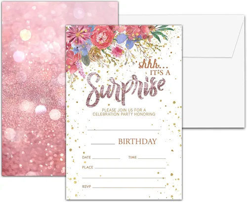 Vista 12 de Invitaciones para fiesta de primer cumpleaños, invitaciones de cumpleaños con purpurina de globo, invitaciones de cumpleaños de doble cara