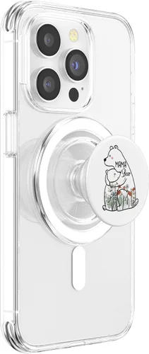 Vista 3 de Mama Bear Wildflower Vintage Retro PopSockets MagSafe PopGrip para iPhone