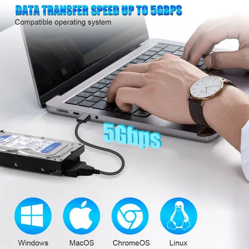 Vista 12 de Ainiv Cable adaptador USB 3.0 a SATA para unidades SSD HDD de 2,5