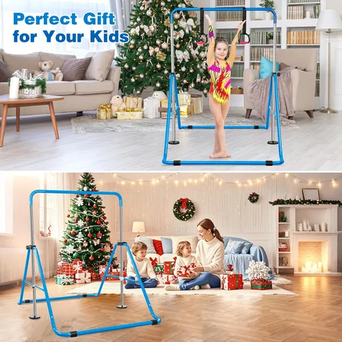 Vista 6 de Gymnastics Bar for Kids, Folding Gymnastic Horizontal Bars with Adjustable Height, Expandable Junior Training Bar for Home