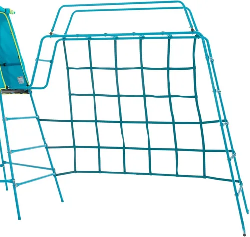 Vista 11 de Explorer 2 Jungle Gym - Juego de escalada con marco de acero ajustable, toldo y plataforma resistentes a la intemperie, juego al aire libre