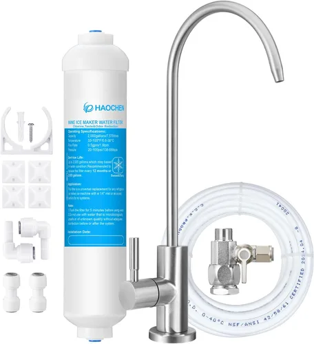Vista 7 de Filtro de agua en línea para máquina de hielo y refrigerador, filtro de agua de conexión a presión de 1/4 de pulgada, ideal para máquina de hielo