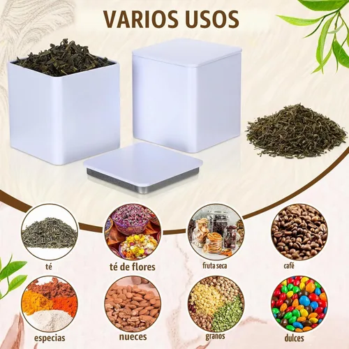 Vista 6 de Suclain 50 latas de té de metal con tapa hermética para té suelto, blanco