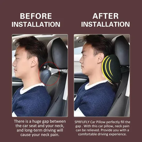 Vista 5 de Almohada súper cómoda para el reposacabezas del coche, almohada para el coche para aliviar el dolor de cuello con correa ajustable, 100% espuma Beige