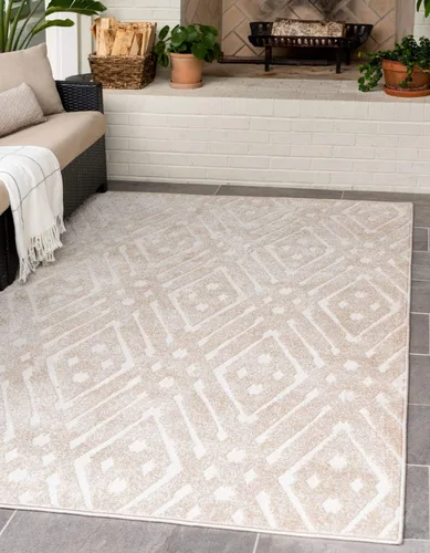 Vista 17 de Unique Loom Sabrina Soto Outdoor Collection - Alfombra geométrica, moderna, vibrante y enrejada contemporánea, 2 pies 0 pulgadas x 6 pies