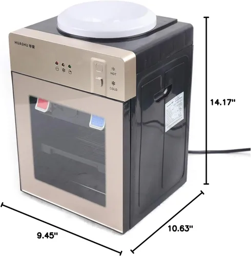 Vista 8 de Dispensador eléctrico de agua fría y caliente de carga superior, dispensador de enfriador de agua de escritorio pequeño para botella de 4.2 galones