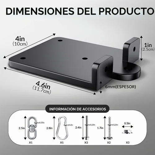 Vista 4 de Percha para saco de boxeo pesado, colgador de saco de boxeo de 360°, gancho de montaje para bolsa pesada Rafter, soporte de montaje de saco