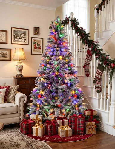 Vista 13 de Árbol de Navidad artificial verde sin luz de 6 pies con 480 puntas de ramas