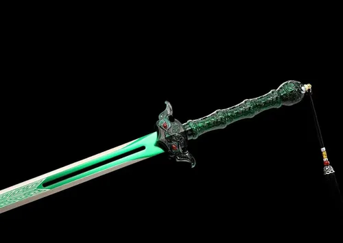 Vista 7 de Espada china Han Jian alto manganeso acero afilado hoja bestia protector de Verde