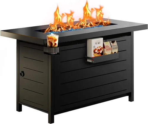 Vista 13 de Ciays Protector de viento de vidrio de 28 pulgadas / 32 pulgadas para fogata de propano, se adapta a mesa de gas de acero de 50,000 BTU, funciona