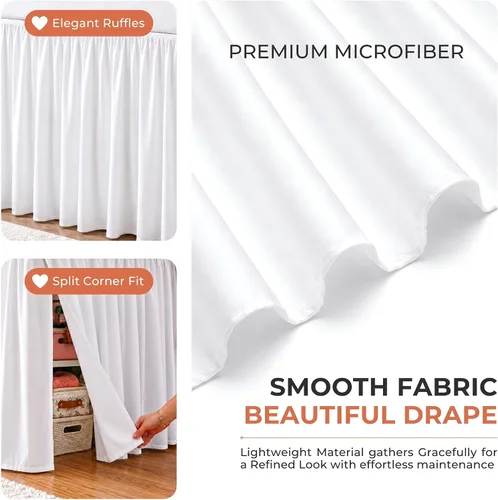 Vista 7 de Dorm Ruffle Twin XL 28" Drop Extra Long BedSkirt, Premium Brushed Microfiber Tailored Drop, Put On Elastic Long Dust Ruffle, Split Corner, Bedroom