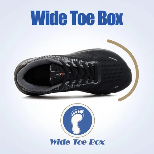 Vista 2 de JACKSHIBO Zapatos de punta ancha para hombres y mujeres, tenis anchos para correr en carretera, ligeros, transpirables, neutros, acolchados