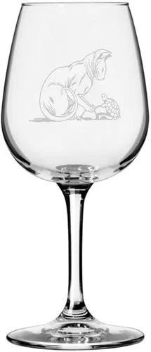 Vista 112 de Copa de vino de 12.75 onzas con temática de gato abisinio grabada para todo uso