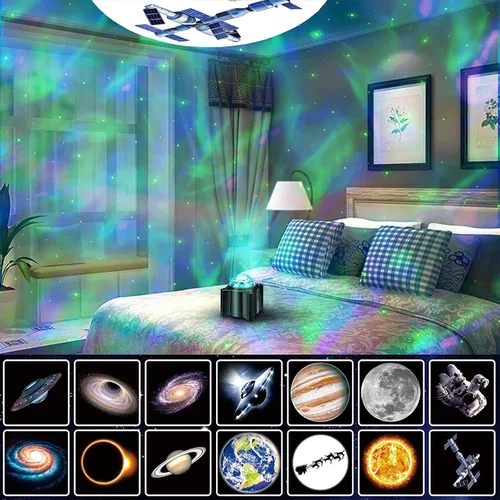 Vista 6 de Proyector de estrellas, espacio 15 en 1, luz nocturna con control remoto, proyector de galaxia con altavoz Bluetooth, luz de luna