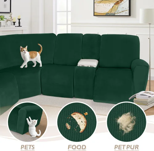 Vista 390 de Arfntevss Fundas de sofá seccional reclinable de terciopelo, Funda de sofá seccional de esquina para sofá reclinable, Funda elástica suave