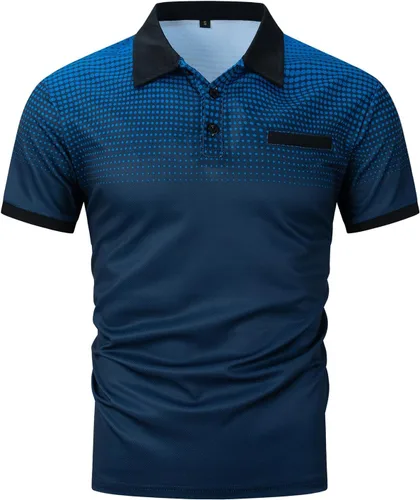 Vista 3 de Mens Shirts Casual Stylish Button Down Short Sleeve Polo Shirt Summer Vacation Shirts Loose Athletic Pullover Tee