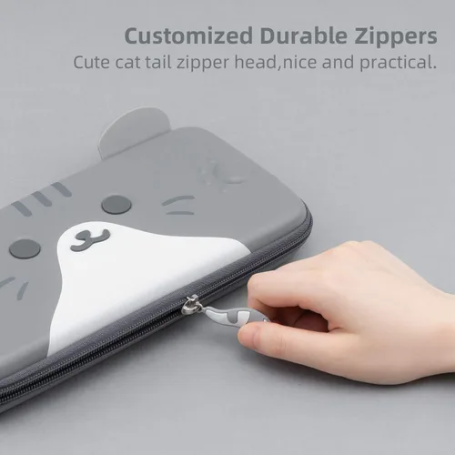 Vista 6 de GeekShare Cat Ears Carry Case Compatible with Nintendo SwitchSwitch OLED - Portable Hardshell Slim Travel Carrying Case fit Switch Console Game