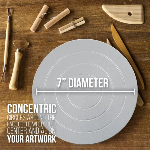 Vista 2 de US Art Supply Rueda de esculpir de 7 pulgadas de diámetro, construcción de metal resistente y plato giratorio con rodamientos de bolas