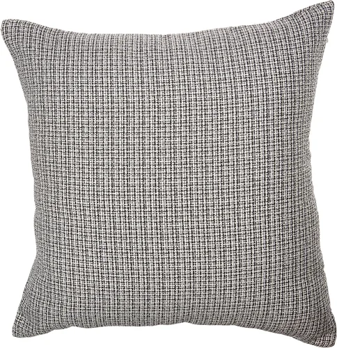 Vista 39 de Deconovo Almohada decorativa de lino sintético para el hogar, hecha a mano, a cuadros, para sofá, 18 x 18 pulgadas, gris oscuro y blanco