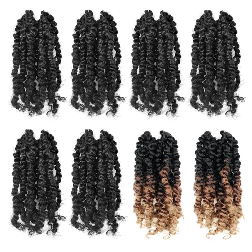 Vista 28 de TOYOTRESS Tiana Passion Twist Hair – 6 pulgadas, 2 piezas de trenzas de ganchillo pretrenzadas color negro natural, extensiones de cabello sintético