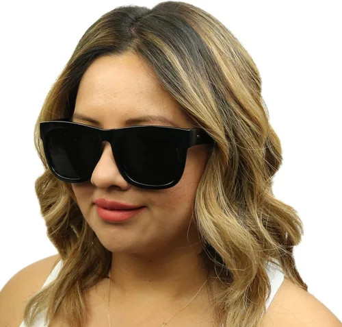 Vista 3 de ShadyVEU Super Dark Black Lens Flat Top Square Oversize Migraine Shades Blackout Gafas de sol Retro