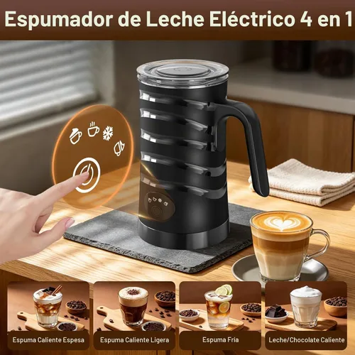 Vista 2 de COO Espumador de leche, vaporizador de leche eléctrico 4 en 1 11.8 fl oz Negro