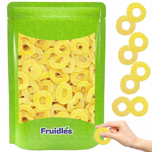 Vista 6 de Fruidles Anillos de gomitas de piña, deliciosas gomitas de sabores de frutas (media libra)