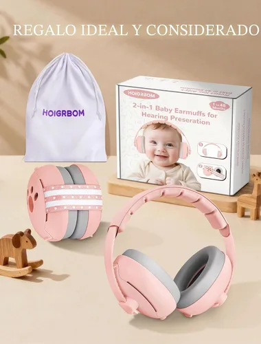Vista 9 de Audífonos para bebé, 2 en 1, protección contra el ruido para bebés de 0 a 48 meses Rosa