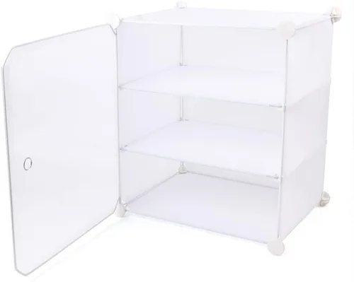 Vista 3 de Zapatero portátil de 12 niveles, organizador de 96 pares de zapatos con puerta transparente, fácil montaje, caja de zapatos apilable de plástico