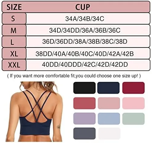 Vista 7 de Sykooria 3 Pack Strappy Sports Bra for Women Sexy Crisscross for Yoga Running Athletic Gym Workout Fitness Tank Tops