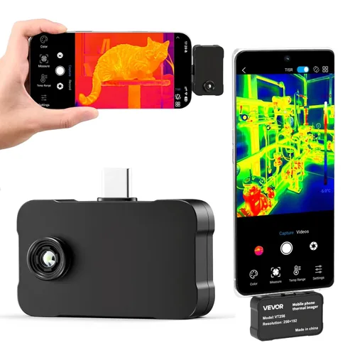 Vista 13 de VEVOR Cámara de imágenes térmicas para Android, 512 x 384 TISR Super Resolución, cámara térmica infrarroja con frecuencia de actualización de 25 HZ
