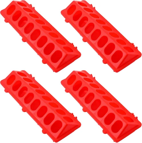 Vista 7 de Comedero de codornices de plástico con tapa abatible, rojo, verde